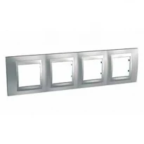 Рамка 4 пости матовий хром/алюміній горизонтальна MGU66.008.038 Schneider Electric Unica Top