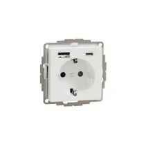 Механізм розетки 16A із заземленням та з подвійною USB-зарядкою 3A тип А+С Merten System M MTN2367-0325 колір активний білий Schneider Electric