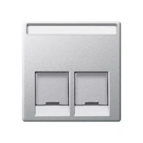 Накладка TF/PC пряма подвійна із захисними шторками Merten System M MTN466560 алюміній Schneider Electric