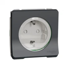 Механізм розетки із заземленням та шторками IP55 чорний Mureva Styl Schneider Electric MUR36134
