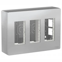 Блок Unica System+ вертикальный наружная установка 3х2 постов Unica New NU123430 алюминий Schneider Electric