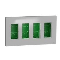 Блок Unica System+ вертикальный скрытый монтаж 4х2 постов Unica New NU174430 алюминий Schneider Electric