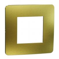 Рамка 1-постовая Unica New Studio Metal NU280259M матовое золото/белый Schneider Electric