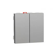 Переключатель 2-клавишный 10А 2 модуля алюминий NU321330 Schneider Electric Unica New