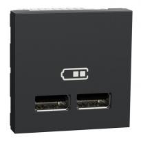 Розетка USB двойная для зарядки 2.1А 2 модуля антрацит NU341854 Schneider Electric Unica New
