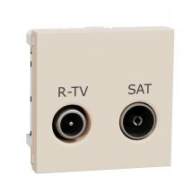 Розетка R-TV SAT одинарна 2 модуля бежева NU345444 Schneider Electric Unica New