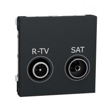 Розетка R-TV SAT одинарная 2 модуля антрацит NU345454 Schneider Electric Unica New