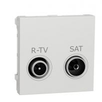 Розетка R-TV SAT прохідна 2 модулі біла NU345618 Schneider Electric Unica New