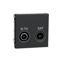 Розетка R-TV SAT проходная 2 модуля антрацит NU345654 Schneider Electric Unica New
