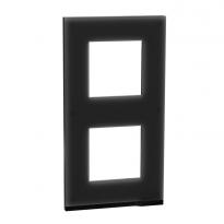 Рамка 2-постовая чёрное стекло вертикальная NU6004V86 Schneider Electric Unica New