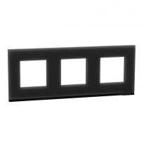 Рамка 3-постовая чёрное стекло/антрацит горизонтальная NU600686 Schneider Electric Unica New