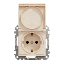 Розетка із з/к зі шторками з кришкою SDD112024 бежевий Sedna Design Schneider Electric