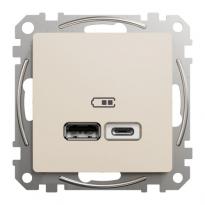 USB розетка тип A+C 2,4A SDD112402 бежевый Sedna Design Schneider Electric
