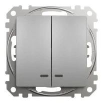Вимикач із підсвічуванням 2 клавішний SDD113105L алюміній Sedna Design Schneider Electric