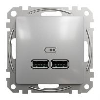 USB розетка тип A+A 2,1A SDD113401 алюміній Sedna Design Schneider Electric