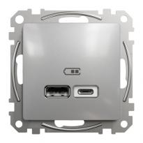 USB розетка тип A+C 2,4A SDD113402 алюминий Sedna Design Schneider Electric