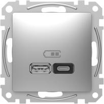 USB розетка тип A+C (45 W) SDD113404 алюміній Sedna Design Schneider Electric