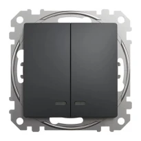 Вимикач із підсвічуванням 2 клавішний SDD114105L чорний Sedna Design Schneider Electric
