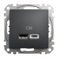 USB розетка тип A+C 2,4A SDD114402 черный Sedna Design Schneider Electric