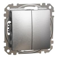 Кнопочный 2-клавишный выключатель 10A Sedna Elements SDD170118 матовый алюминий Schneider Electric