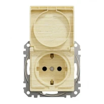 Розетка із з/к зі шторками з кришкою береза ​​SDD180024 Sedna Elements Schneider Electric
