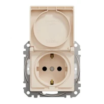 Розетка із з/к зі шторками та з кришкою IP44 SDD212024 бежевий Sedna Design Schneider Electric
