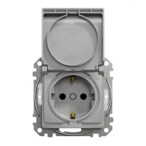 Розетка із з/к зі шторками та з кришкою IP44 SDD213024 алюміній Sedna Design Schneider Electric