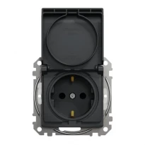 Розетка із з/к зі шторками та з кришкою IP44 SDD214024 чорний Sedna Design Schneider Electric