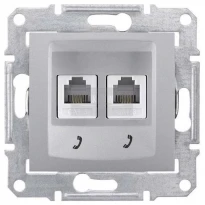 Механизм розетки телефонной RJ11 двойной алюминий SDN4201160 Schneider Electric Sedna