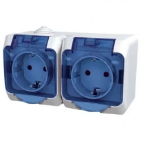 Двойная розетка (2К+З) 16A 250V белая IP44 Cedar Plus WDE000525 Schneider Electric