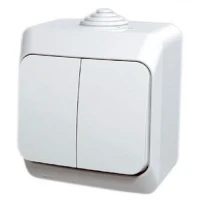 Двухклавишный выключатель 16A 250V белый IP44 Cedar Plus WDE000550 Schneider Electric