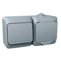 Блок выключатель+розетка (2К+З) 16A 250V серый IP44 Cedar Plus WDE000600 Schneider Electric