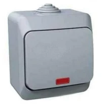 Одноклавишный выключатель с подсветкой 16A 250V серый IP44 Cedar Plus WDE000614 Schneider Electric