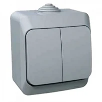 Двухклавишный выключатель 16A 250V серый IP44 Cedar Plus WDE000650 Schneider Electric