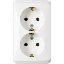 Двойная розетка с зазелением 16A 220V белая WDE001048 Prima Schneider Electric