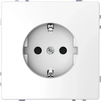 Розетка силова 2К+З 16А 250V безгвинт. зі шторками білий лотос пластик Schneider Electric Merten D-Life MTN2300-6035
