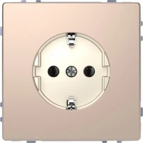 Розетка силова 2К+З 16А 250V безгвинт. шампань метал Schneider Electric Merten D-Life MTN2301-6051