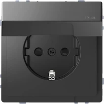 Розетка силова IP44 з кришкою 2К+З 16А 250V безгвинт. зі шторками антрацит пластик Schneider Electric Merten D-Life MTN2314-6034