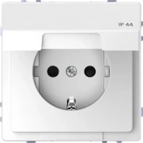 Розетка силова IP44 з кришкою 2К+З 16А 250V безгвинт. зі шторками білий лотос пластик Schneider Electric Merten D-Life MTN2314-6035