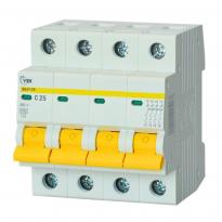Автоматичний вимикач ВА47-29 4 полюси 25А 4,5kA тип C MVA20-4-025-C-U УЕК