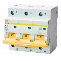 Автоматичний вимикач ВА47-100 3 полюси 16А 10 kA тип C MVA40-3-016-C-U УЕК