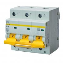 Автоматичний вимикач ВА47-100 3 полюси 40А 10 kA тип C MVA40-3-040-C-U УЕК