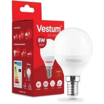 Лампочка LED G45 E14 8W 3000K 220V 1-VS-1212 Vestum