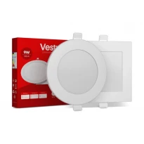 Круглый светодиодный врезной светильник 9W 6000K IP20 белый 220V 1-VS-5108 Vestum