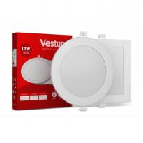 Круглый светодиодный врезной светильник 12W 6000K IP20 белый 220V 1-VS-5109 Vestum
